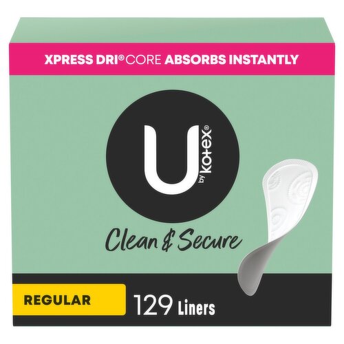  U by Kotex Clean & Secure Regular Liners, 129 count