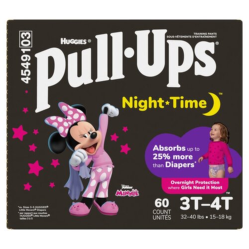 Huggies Pull-Ups Night Time Training Pants, 3T-4T, 32-40 lbs, 60 count