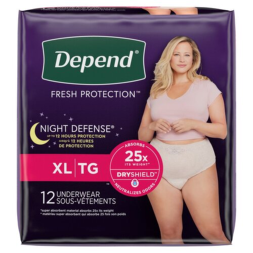 Depend Night Defense Fresh Protection Underwear, Size XL, 12 count