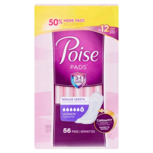 Poise Fresh Protection Ultimate Regular Pads, 56 count