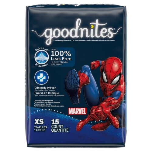 Goodnites Boys Bedwetting Underwear, Sizes 3-5, XS, 28-43 lbs, 15 count