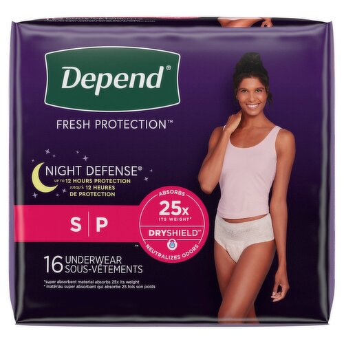 Depend Night Defense Fresh Protection Underwear, S, 16 count