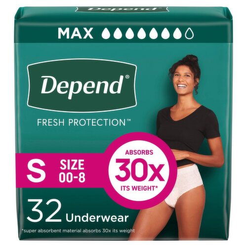 Depend Fresh Protection Maximum Underwear, Size S, 32 count