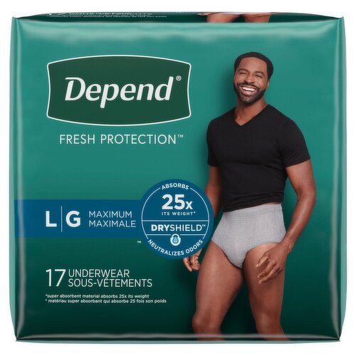 Depend Fresh Protection Maximum Underwear, L, 17 count