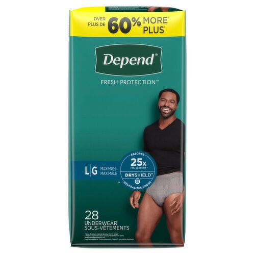 Depend Fresh Protection Maximum Underwear, L, 28 count