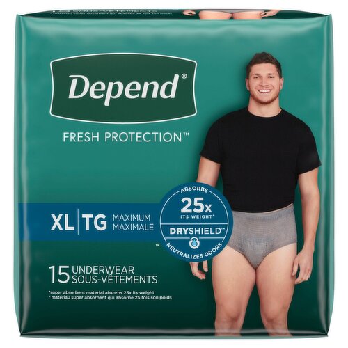 Depend Fresh Protection Maximum Underwear, XL, 15 count - ShopRite