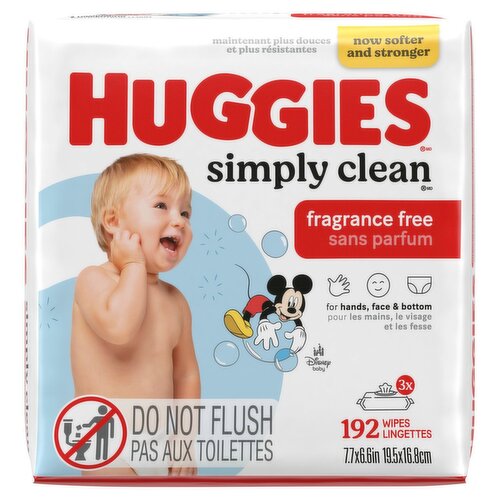 Huggies Simply Clean Fragrance Free Wipes, 64 count, 3 pack