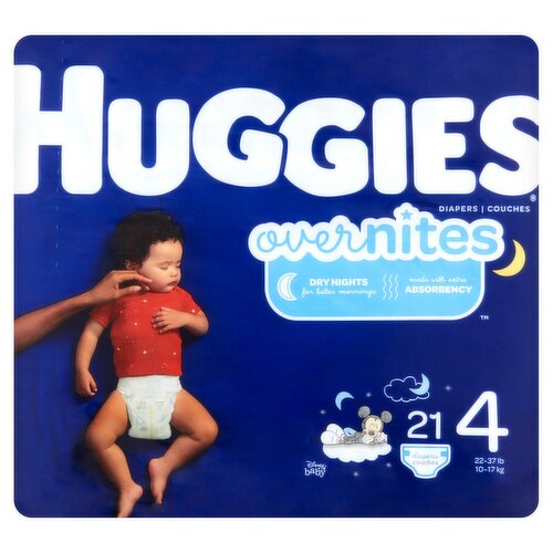 Huggies Overnites Diapers, Size 4, 22-37 lb, 21 count