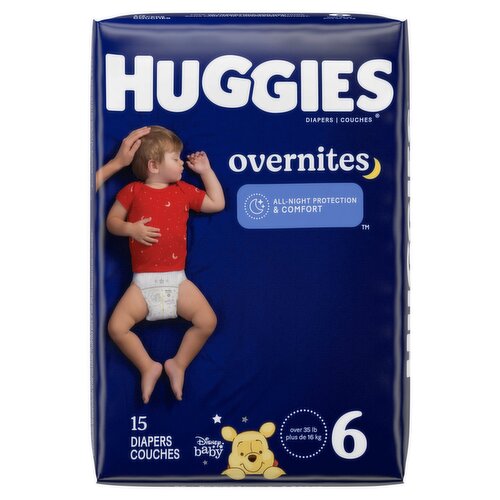 Huggies Overnites Diapers, Size 6, Over 35 lb, 15 count