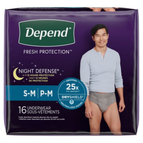 Depend Night Defense Fresh Protection Underwear, S-M, 16 count