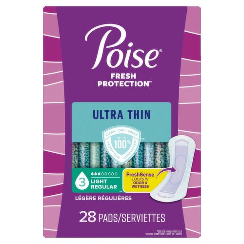 Poise Fresh Protection Ultra Thin Light Regular Pads, 28 count