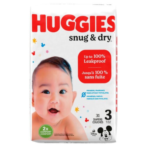 Huggies Snug & Dry Diapers, Size 3, 16-28 lb, 31 count