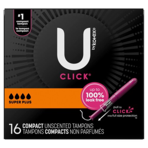 U by Kotex Click Super Plus Compact Unscented Tampons, 16 count