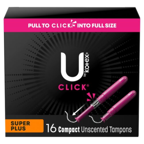 U by Kotex Click Super Plus Compact Unscented Tampons, 16 count
