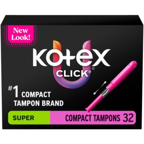 U by Kotex Click Super Compact Unscented Tampons, 32 count