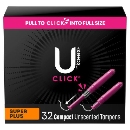 U by Kotex Click Super Plus Compact Unscented Tampons, 32 count