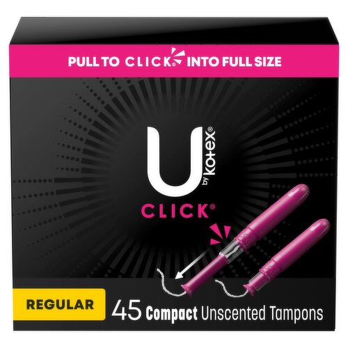 U by Kotex Click Regular Compact Unscented Tampons, 45 count