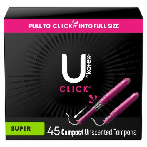 U by Kotex Click Super Compact Unscented Tampons, 45 count