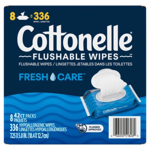 Cottonelle FreshCare Flushable Hypoallergenic Wipes, 336 count