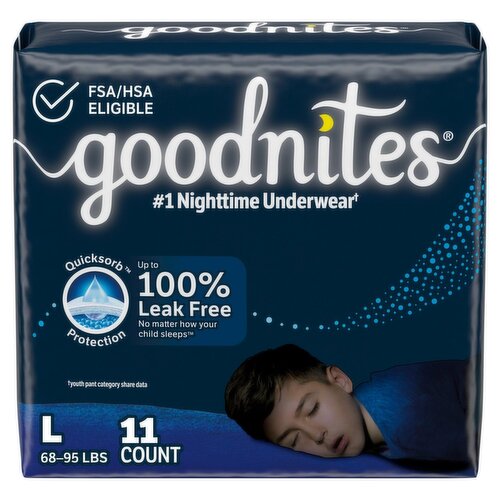 Goodnites Boys Bedwetting Underwear, Sizes 10-12, L, 68-95 lbs, 11 count