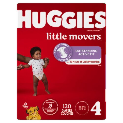 Huggies Little Movers Diapers Huge Value, Size 4, 22-37 lb, 120 count