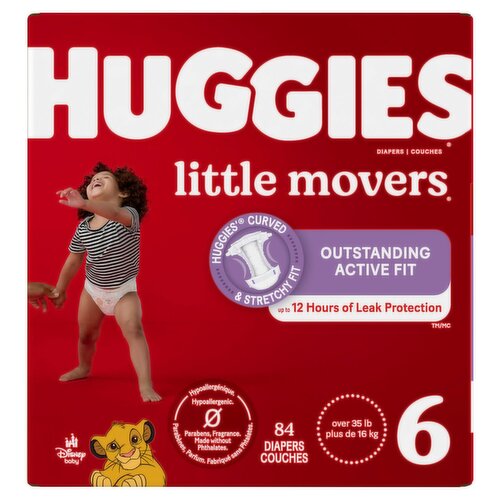 Huggies Little Movers Diapers, Size 6, Over 35 lb, 84 count