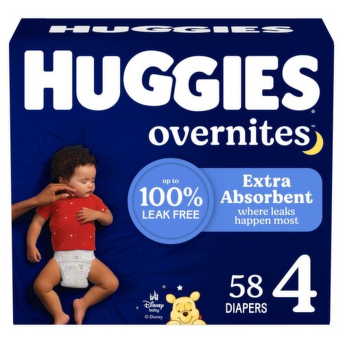 Huggies Overnites Overnight Diapers Size 4, 22-37 lb, 58 count