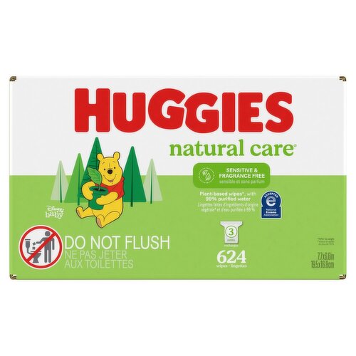 Huggies Natural Care Sensitive & Fragrance Free Baby Wipes, 624 count