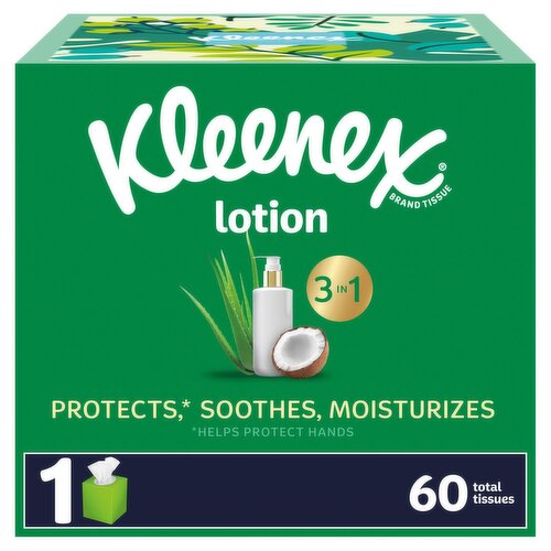 Kleenex Lotion 3 in 1 Coconut Oil + Aloe Tissues, 60 count