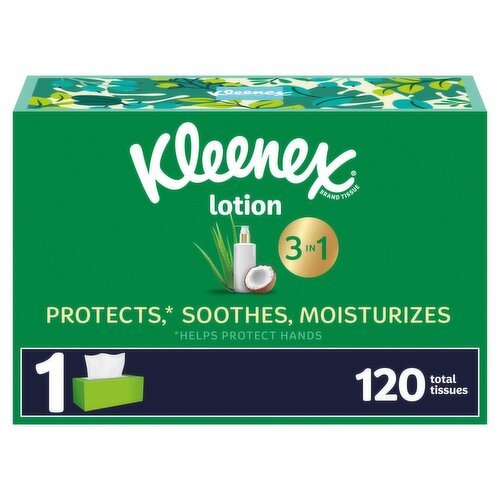 Kleenex Lotion 3 in 1 Coconut Oil + Aloe Tissues, 120 count