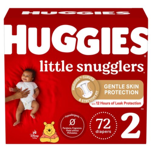 Huggies Little Snugglers Diapers, Size 2, 12-18 lb, 72 count