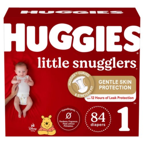 Huggies Little Snugglers Gentle Skin Protection Diapers, Size 1, Up to 14 lb, 84 count