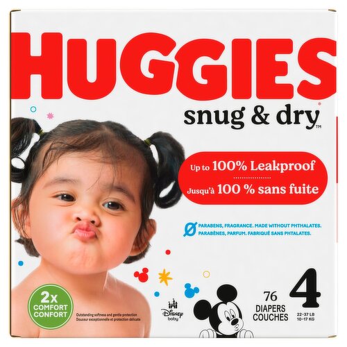 Huggies Snug & Dry Diapers, Size 4, 22-37 lb, 76 count