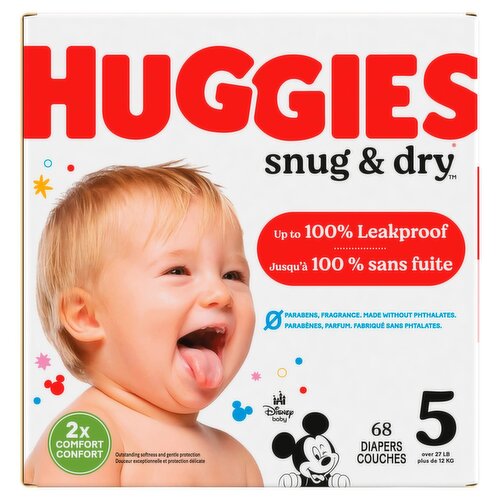 Huggies Snug & Dry Diapers, Size 5, Over 27 lb, 68 count