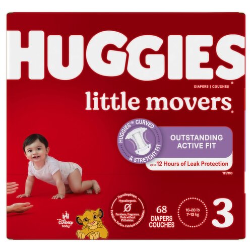 Huggies Little Movers Diapers, Size 3, 16-28 lb, 68 count