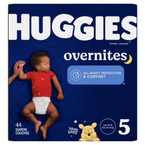 Huggies Overnites Diapers, Size 5, Over 27 lb, 44 count