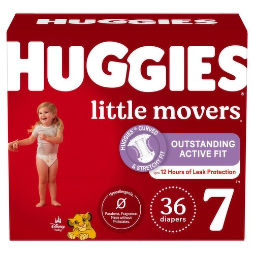 Huggies Little Movers Outstanding Active Fit Diapers, Size 7, Over 41 lb, 36 count