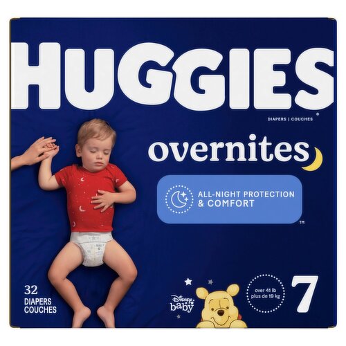 Huggies Overnites Diapers, Size 7, Over 41 lb, 32 count