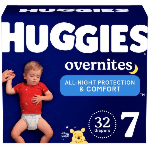 Huggies Overnites Diapers, Size 7, Over 41 lb, 32 count