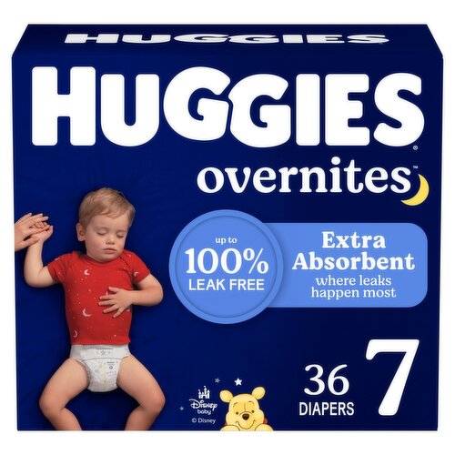 Huggies Overnites Overnight Diapers, Size 7, Over 41 lb, 36 count