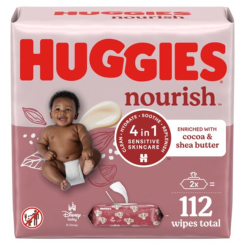 Huggies Nourish Cocoa & Shea Butter Wipes, 112 count