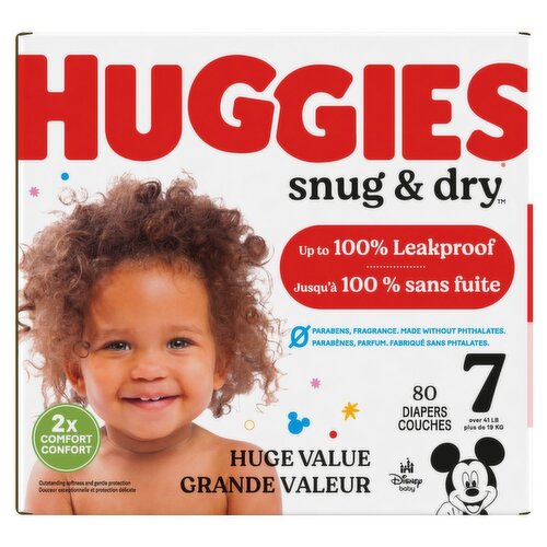 Huggies Snug & Dry Diapers, Size 7, Over 41 lb, 80 count