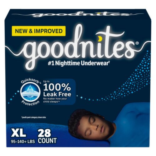 Goodnites Boys Bedwetting Underwear, Sizes 14-20, XL, 95-140+ lbs, 28 count