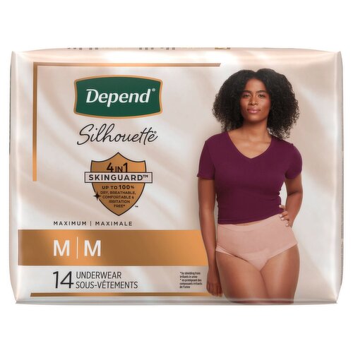 Depend Silhouette Maximum Underwear, M, 14 count