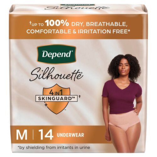 Depend Silhouette Maximum Underwear, M, 14 count