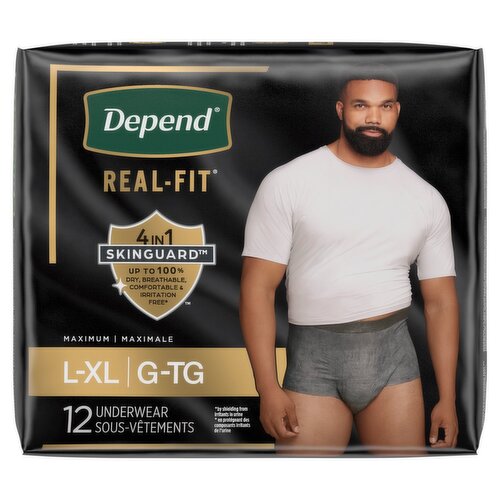 Depend Real-Fit Maximum Underwear, L-XL, 12 count