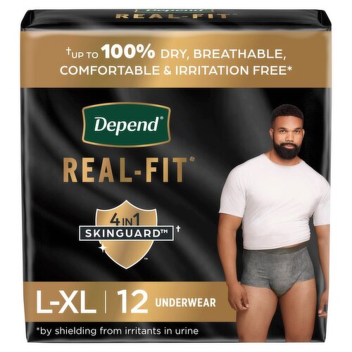 Depend Real-Fit Maximum Underwear, L-XL, 12 count