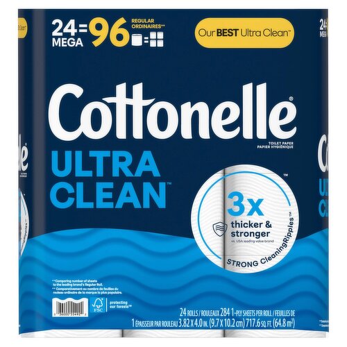 Cottonelle Ultra Clean Toilet Paper Rolls, 24 count