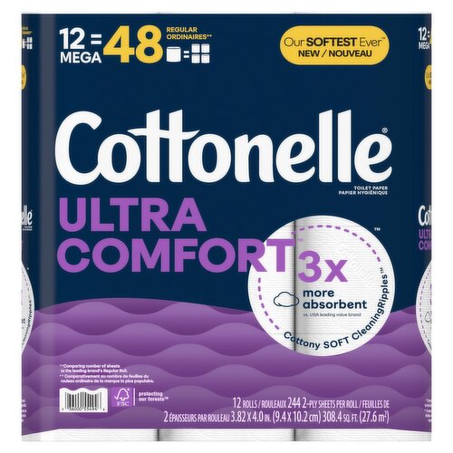 Cottonelle Ultra Comfort Toilet Paper Rolls, 12 count