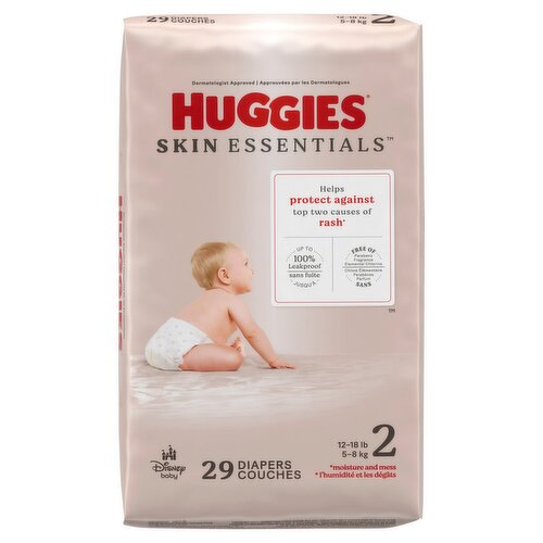 Huggies Skin Essentials Diapers, Size 2, 12-18 lb, 29 count